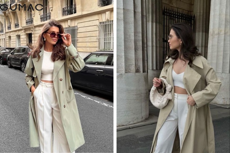 Áo măng tô kết hợp cùng croptop